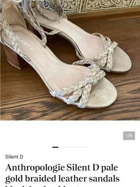 Silent D Pale Gold Braided Block Heel Sandals